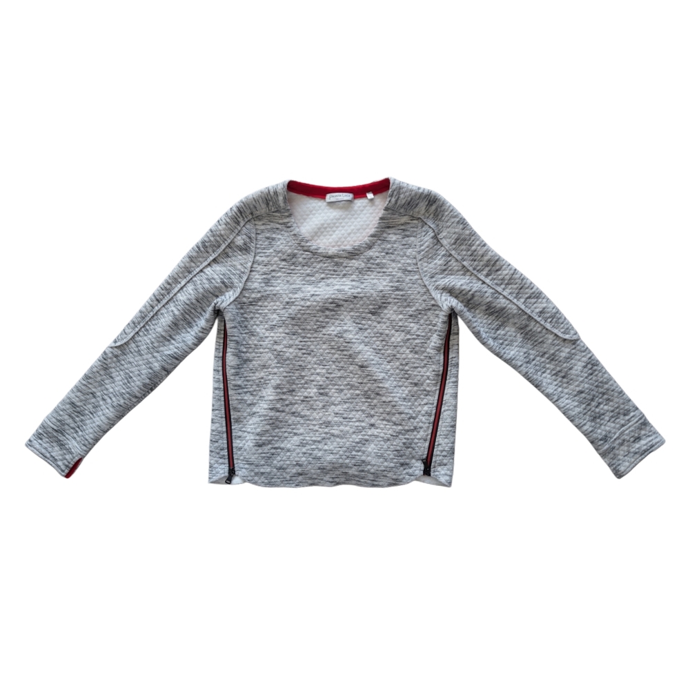Patrizia Luca Women's Large Grey Quilt Stitch long Sleeve Cyber Modern Sweater